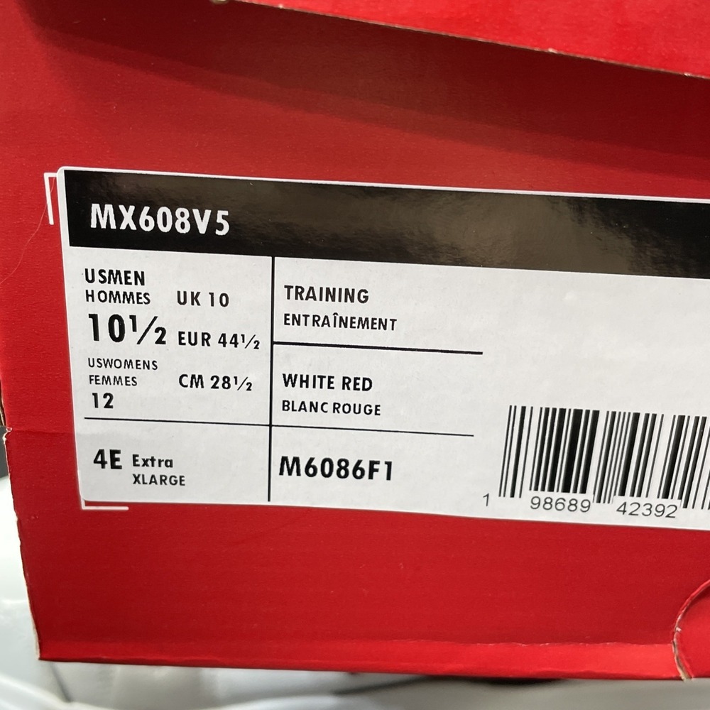 New Balance MX608v5 Sneakers Men's Size 10.5 4E Wide White / Red MX608WN5 - Picture 7 of 7